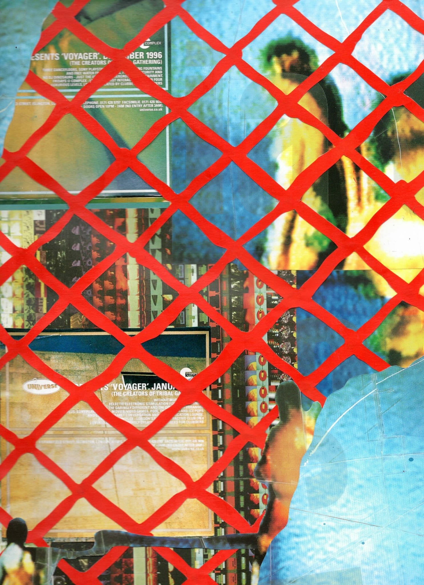 Ava Parr, Through the Fence, 2021. Collage with acrylic elements, 9 x 12 inches. Courtesy of the Artist.