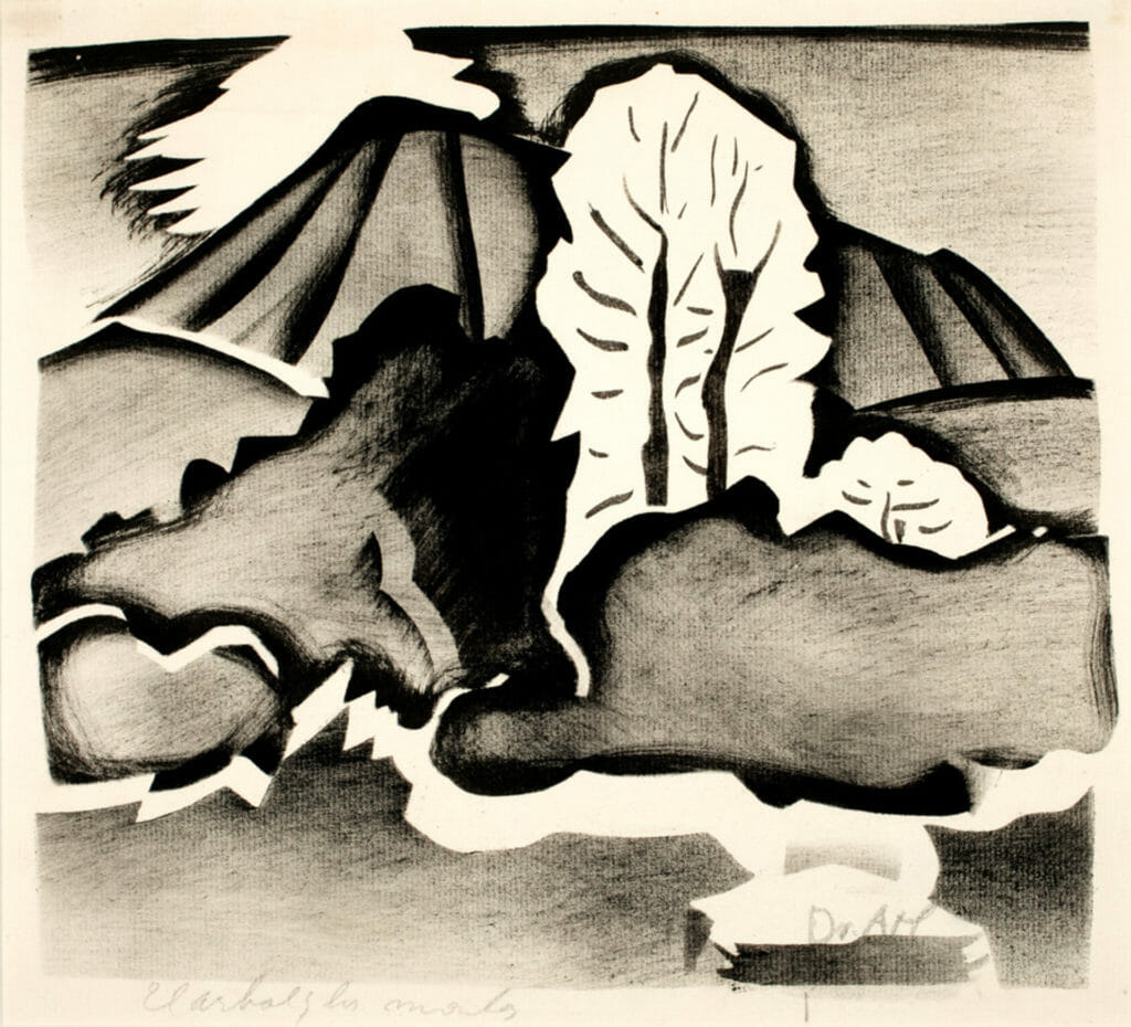 El árbol y las montañas / Tree and Mountains. Artist: Dr.  Atl (Gerardo Murillo). Date: 1940s. Medium: esténcil sobre papel / stencil on paper.