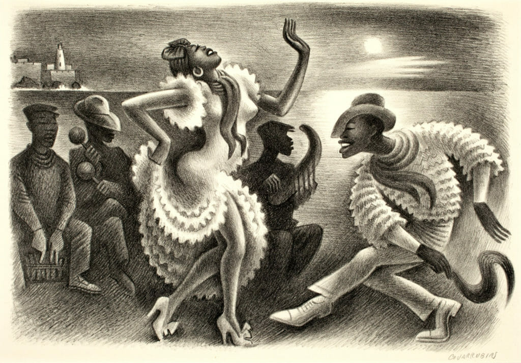 Rumba. Artist: Miguel Covarrubias. Date: 1945. Medium: litografía sobre papel / lithograph on paper.