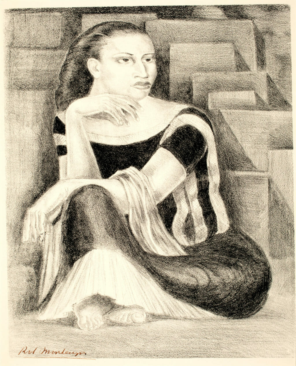 Bailarina en reposo / Dancer Resting. Artist: Roberto Montenegro. Date: 1930s. Medium: litografía sobre papel / lithograph on paper.