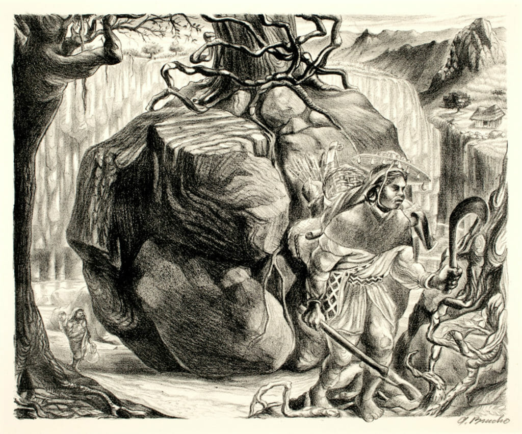 Camino de Coamitl (región huichol, estado de Nayarit) / Road to Coamitl (Huichol Region, State of Nayarit), from Mexican People. Artist: Ángel Bracho. Date: 1946. Medium: litografía sobre papel / lithograph on paper.