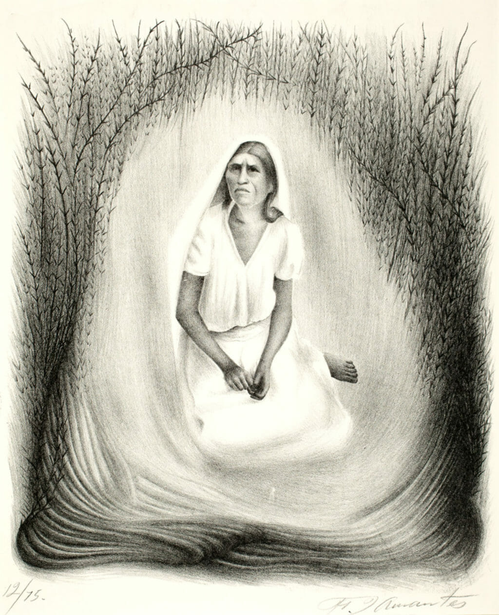 Mujer campesina / Peasant Woman. Artist: Francisco Dosamantes. Date: 1939. Medium: litografía sobre papel / lithograph on paper.