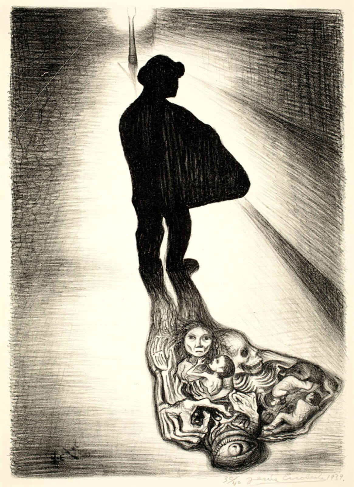 La sombra / The Shadow. Artist: Jesús Escobedo. Date: 1939. Medium: litografía sobre papel / lithograph on paper.