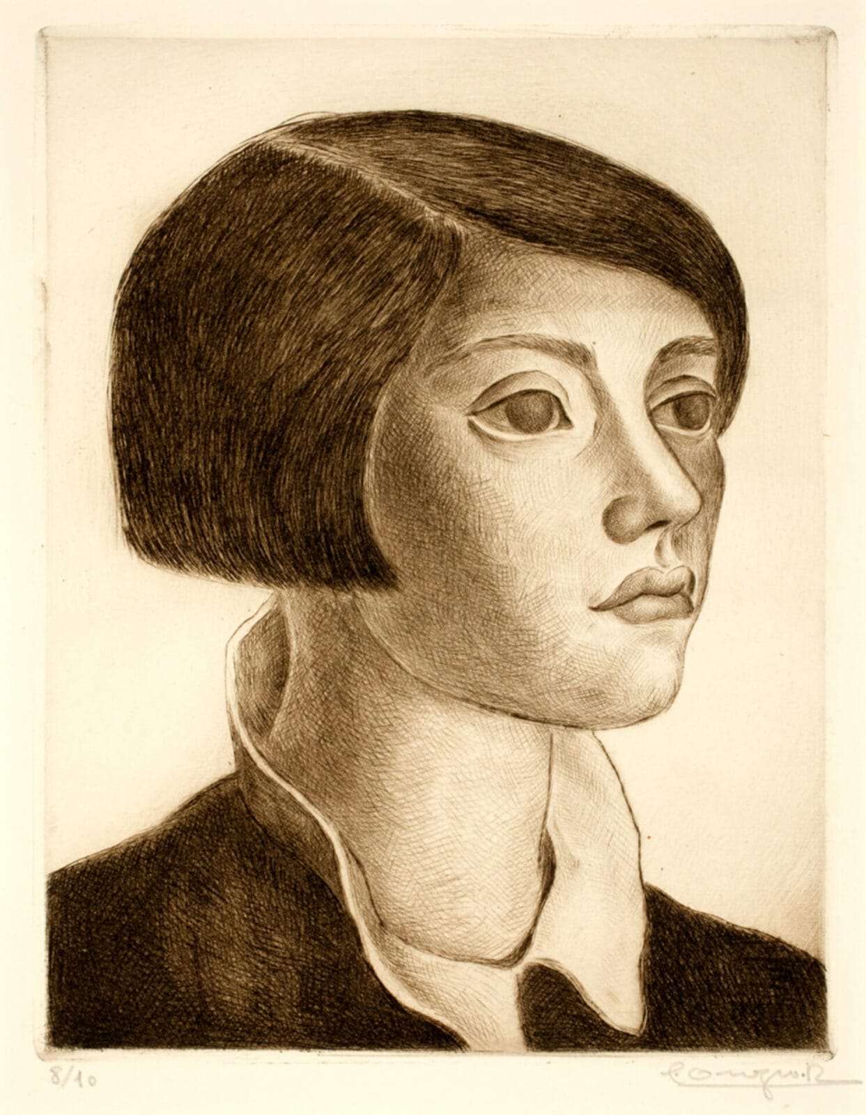 Retrato de Gabriela / Portrait of Gabriela. Artist: Carlos  Orozco Romero. Date: 1934. Medium: aguafuerte sobre papel / etching on paper.