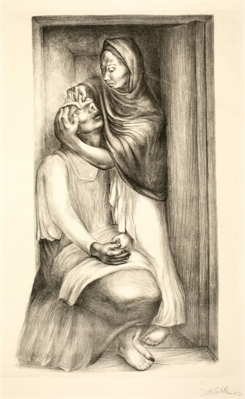 La cirugía casera / Home Surgery. Artist: Julio Castellanos. Date: 1935. Medium: litografía sobre papel / lithograph on paper.