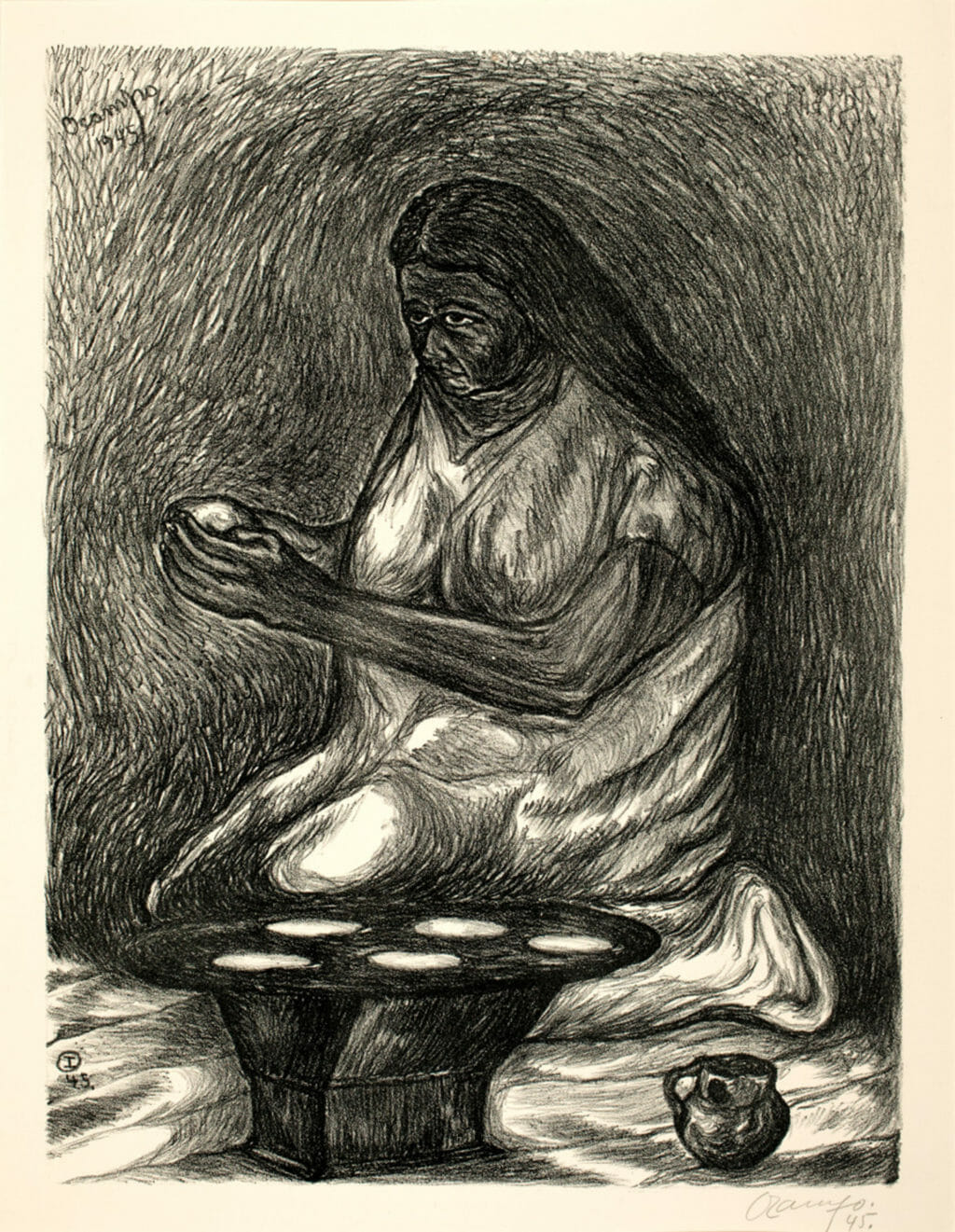 Tortillera / Tortilla Maker. Artist: Isidoro Ocampo. Date: 1945. Medium: litografía sobre papel / lithograph on paper.