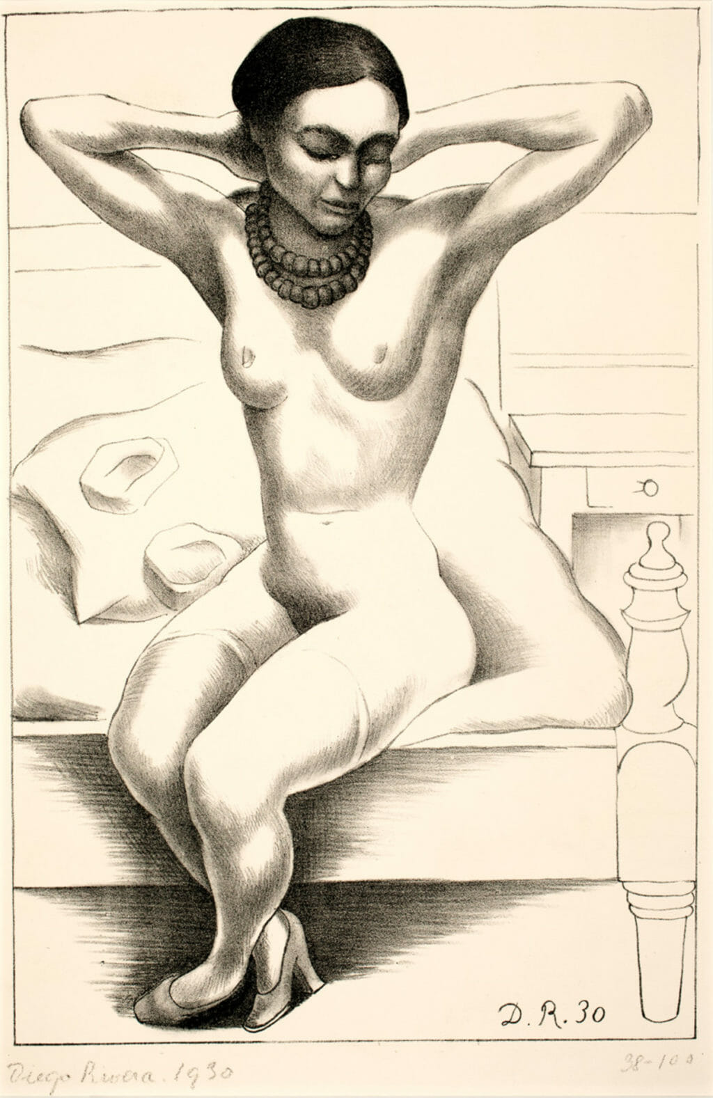 Desnudo con piedras (Frida Kahlo) / Nude with Beads (Frida Kahlo). Artist: Diego Rivera. Date: 1930. Medium: litografía sobre papel / lithograph on paper.