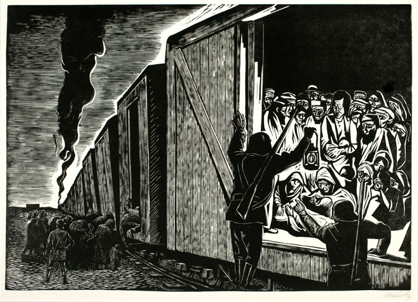 Deportación a la muerte / Deportation to Death. Artist: Leopoldo Méndez. Date: 1942. Medium: grabado en linóleo sobre papel / linocut on paper.