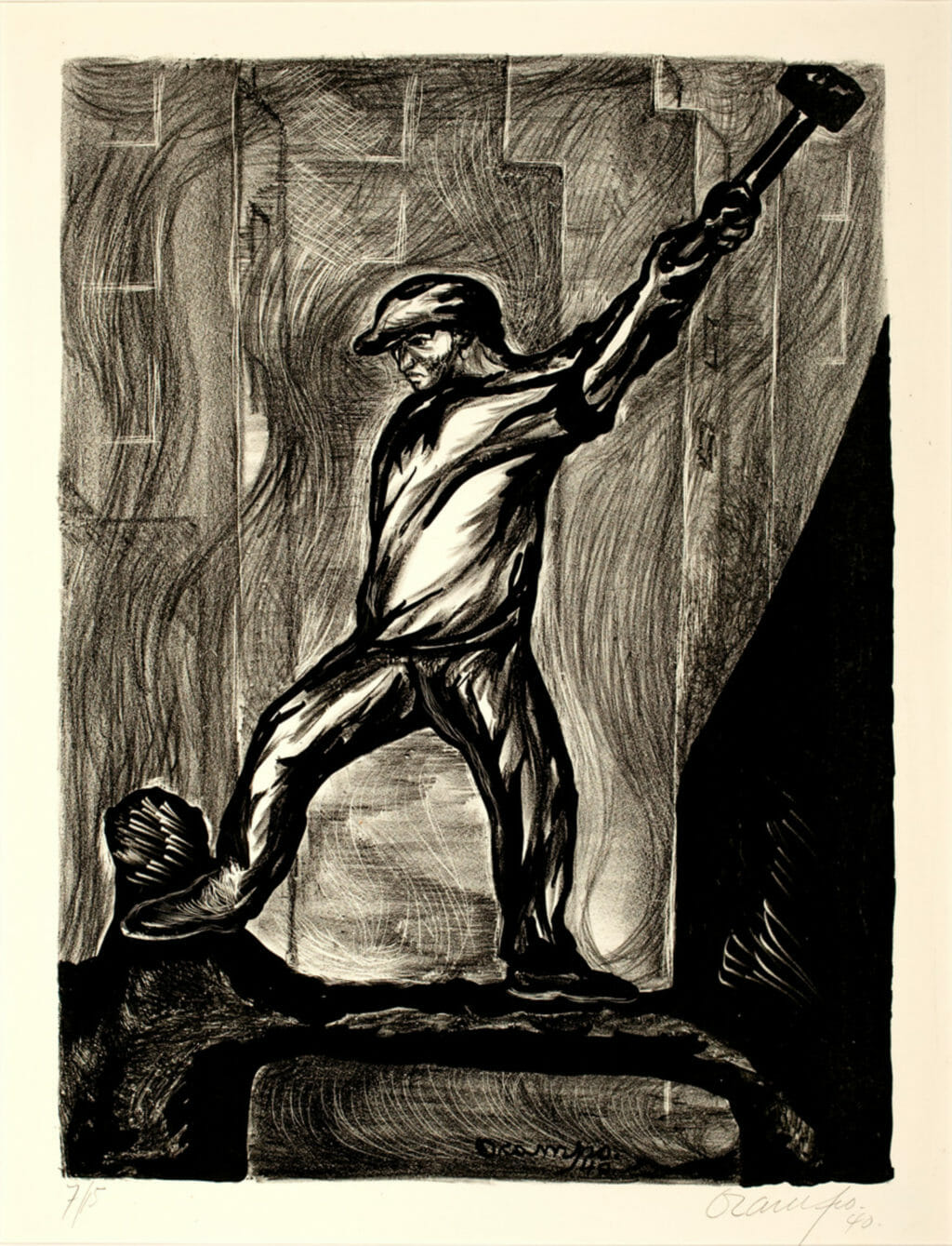 El demoledor / Demolition Man. Artist: Isidoro Ocampo. Date: 1940. Medium: litografía sobre papel / lithograph on paper.