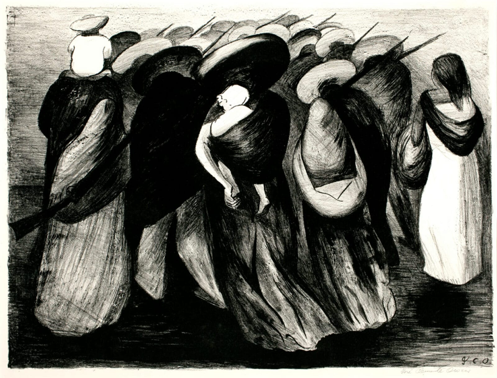 La retaguardia / Rear Guard. Artist: José Clemente  Orozco. Date: 1929. Medium: litografía sobre papel / lithograph on paper.