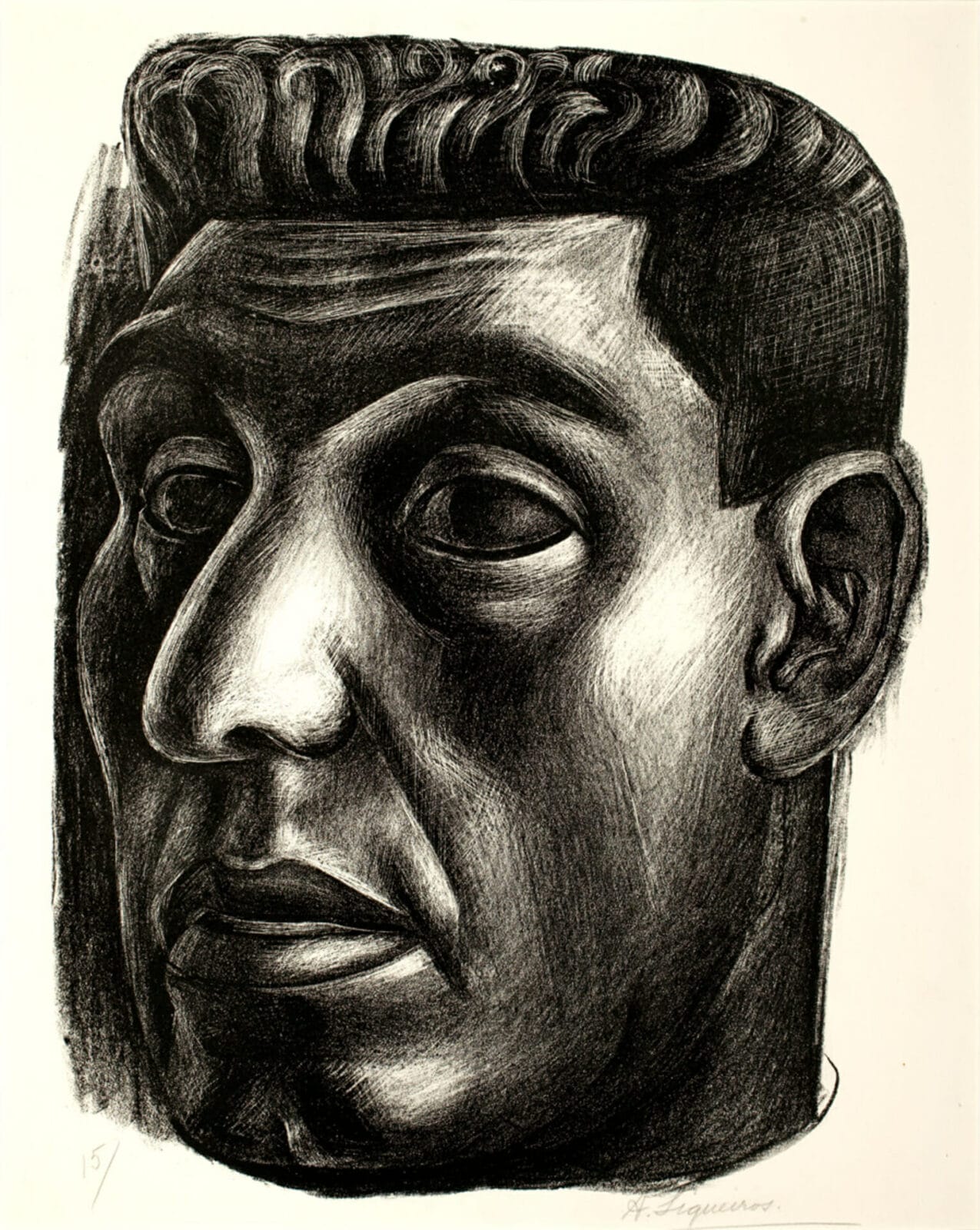 Retrato de Moisés Sáenz / Portrait of Moisés Sáenz. Artist: David Alfaro Siqueiros. Date: 1931. Medium: litografía sobre papel / lithograph on paper.