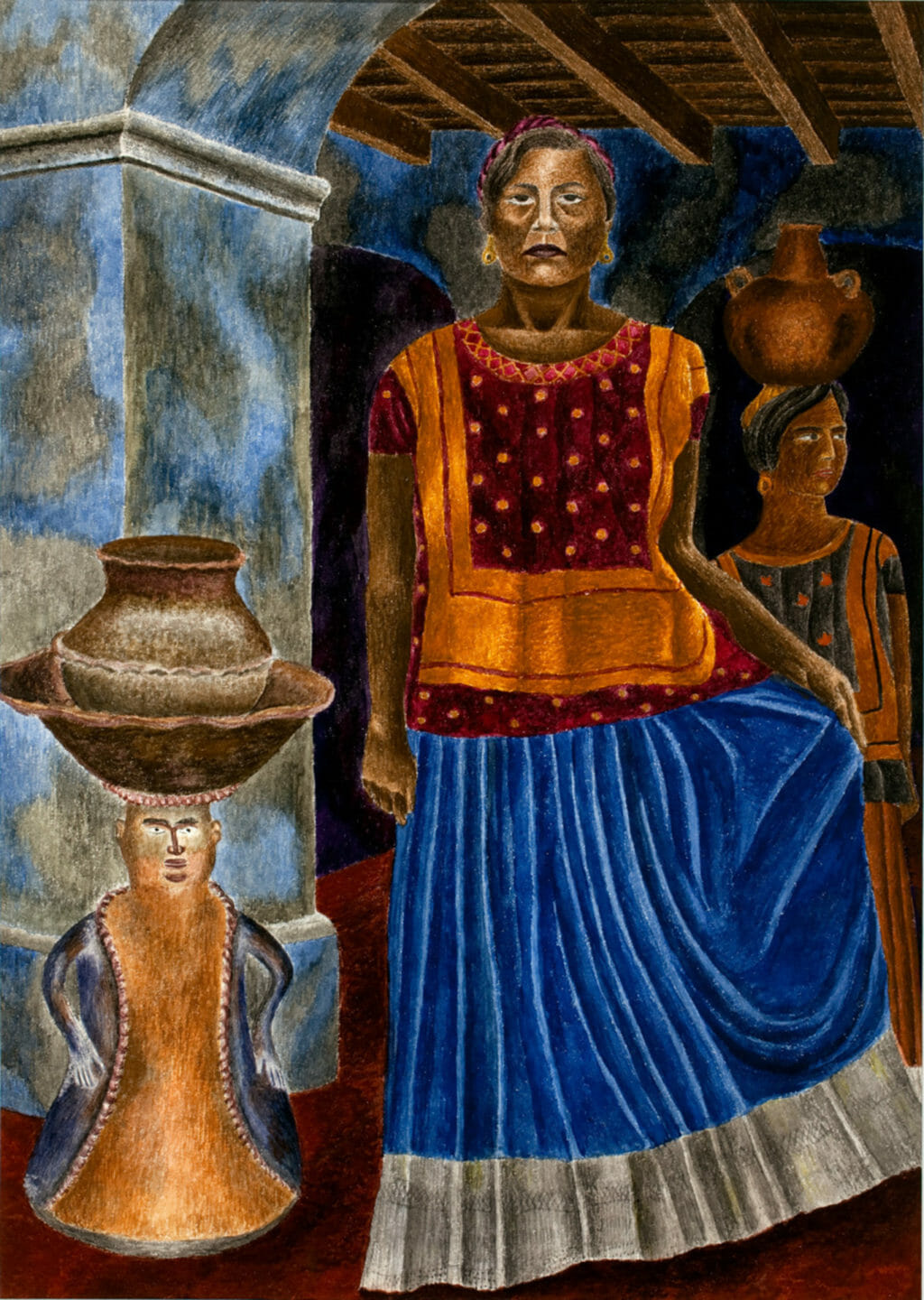 Tehuanas. Artist: Erasto Cortés Juárez. Date: 1945. Medium: gouache sobre papel / gouache on paper.