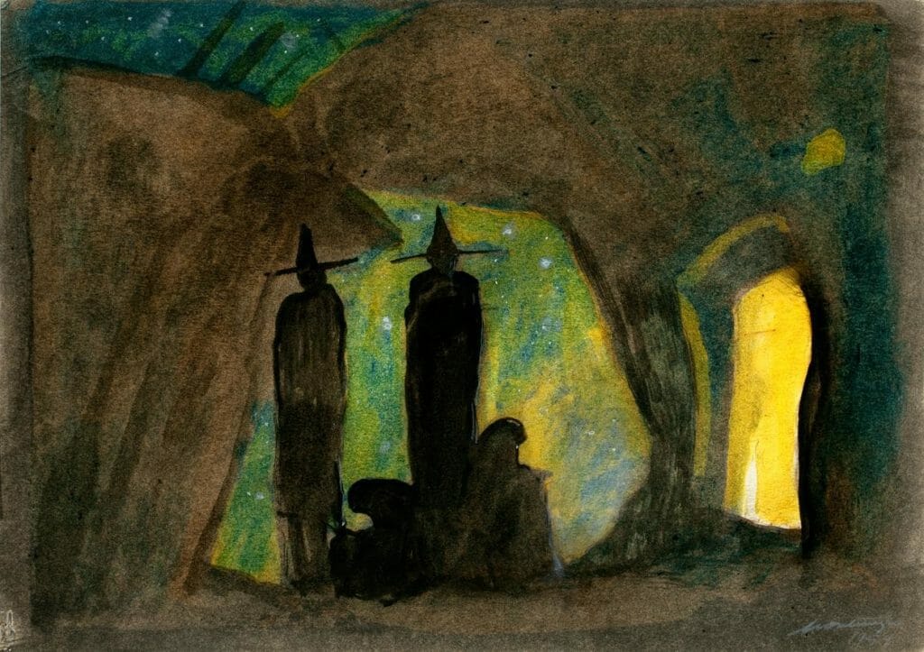 Gruta / Grotto. Artist: Roberto Montenegro. Date: 1954. Medium: gouache y acuarela con grafito sobre papel / gouache and watercolor with graphite on paper.