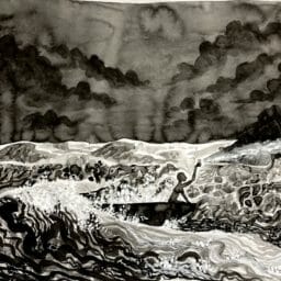 Kyla Roades, Raging Waves, 2021. Ink and acrylic on paper, 18 x 24 inches. Courtesy of the Artist.