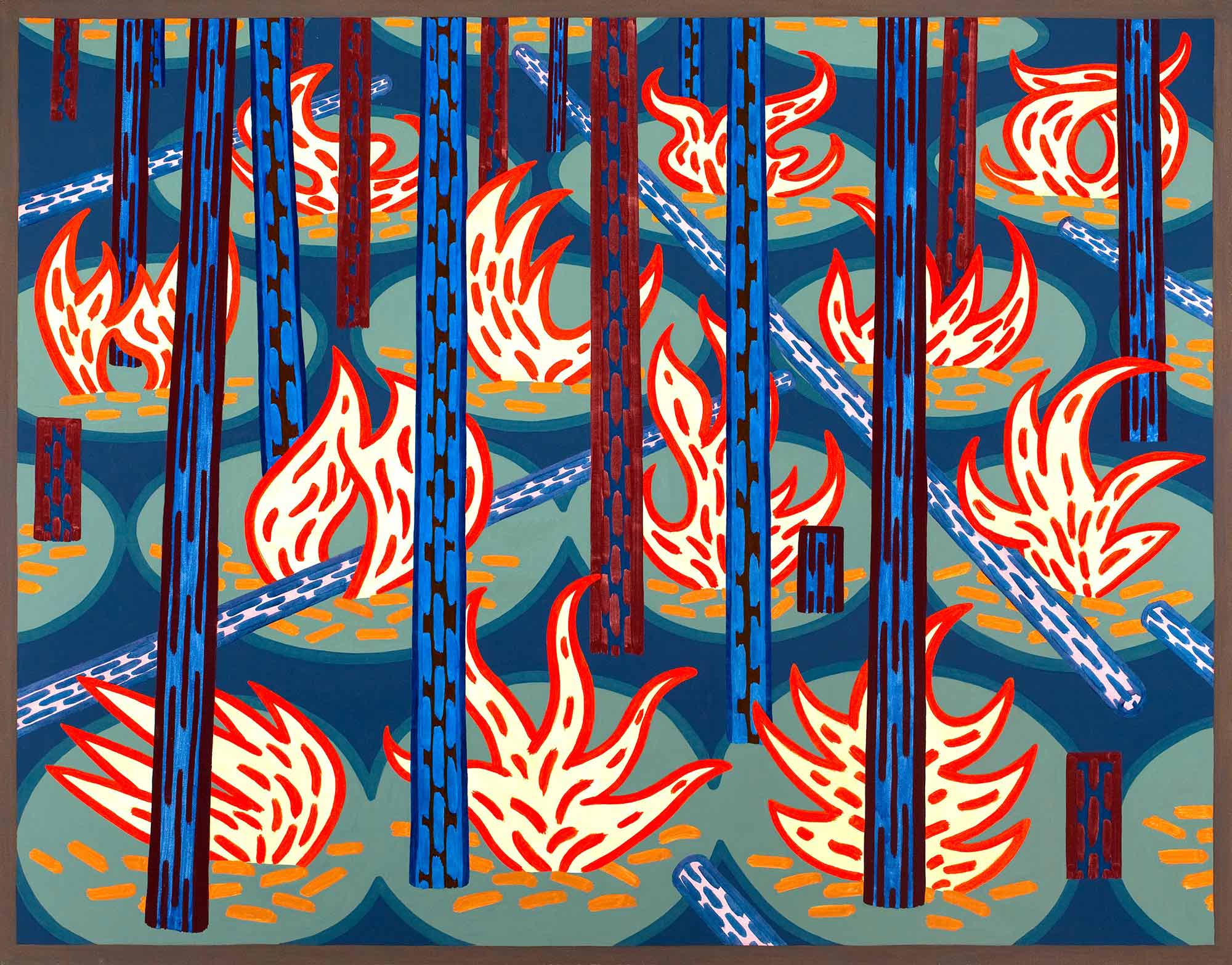 Charles Munch, Fire Signs, 1989. Oil on canvas, 41 x 53 inches. Museum Purchase Fund.