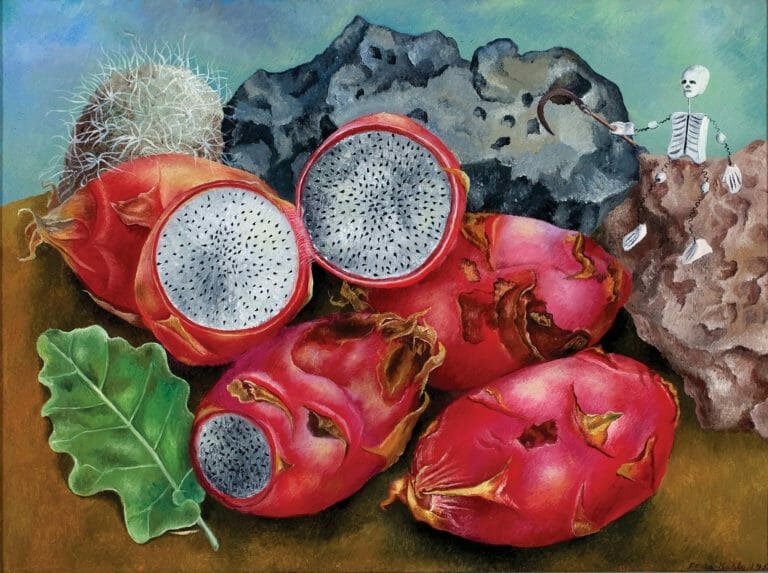 Frida Kahlo, Pitahayas, 1938. Oil on aluminum, 10 x 14 inches. Collection of the Madison Museum of Contemporary Art. Bequest of Rudolph and Louise Langer. © 2013 Banco de México Diego Rivera Frida Kahlo Museums Trust, Mexico, D.F. / Artists Rights Society (ARS), New York.