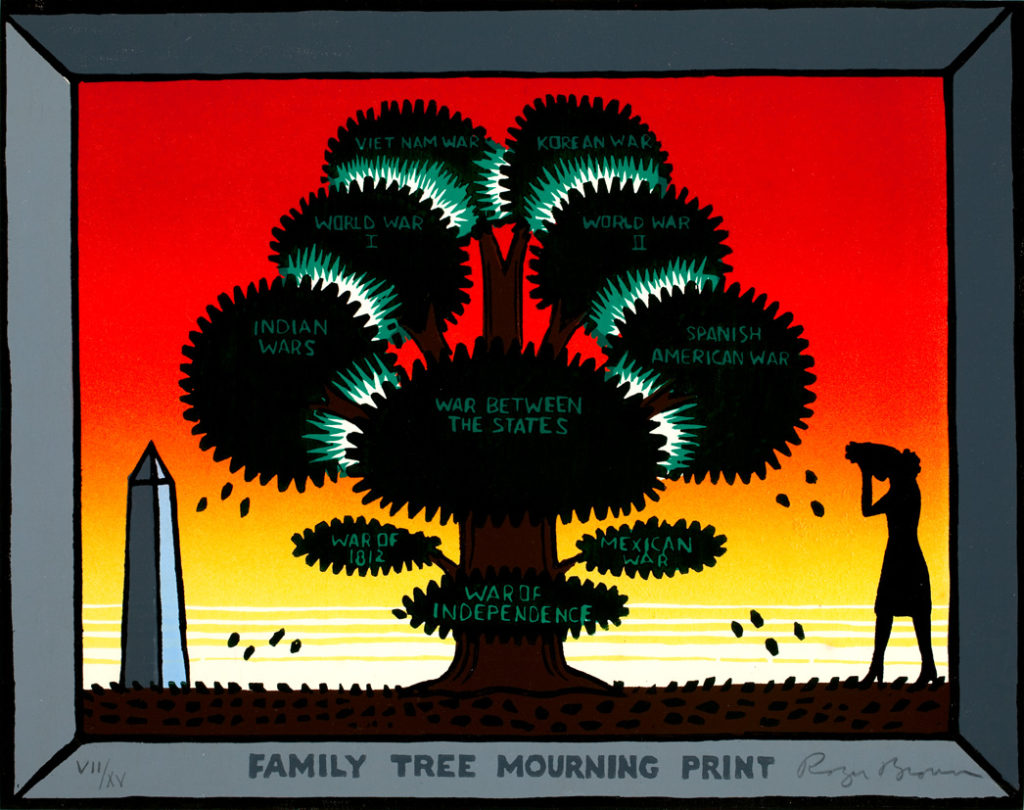 Family Tree Mourning Print. Artist: Roger Brown. Date: 1987. Medium: color woodcut on paper.