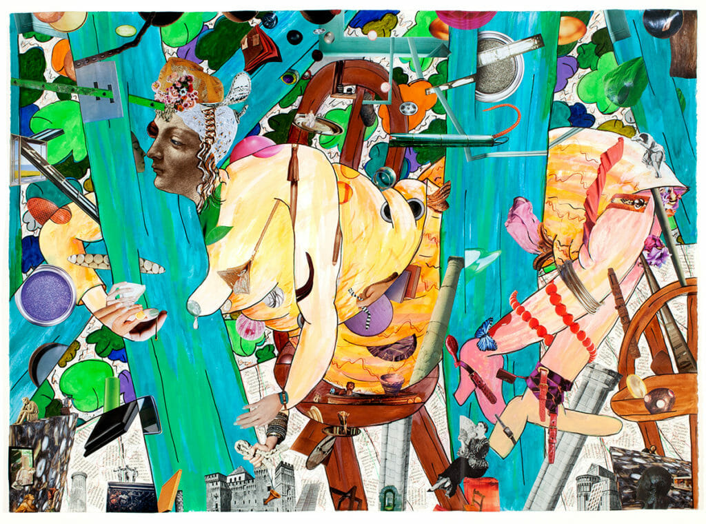 A Girl in the Arbor #13. Artist: Gladys Nilsson. Date: 2013. Medium: collage with gouache, watercolor, colored pencil, and crayon on paper.