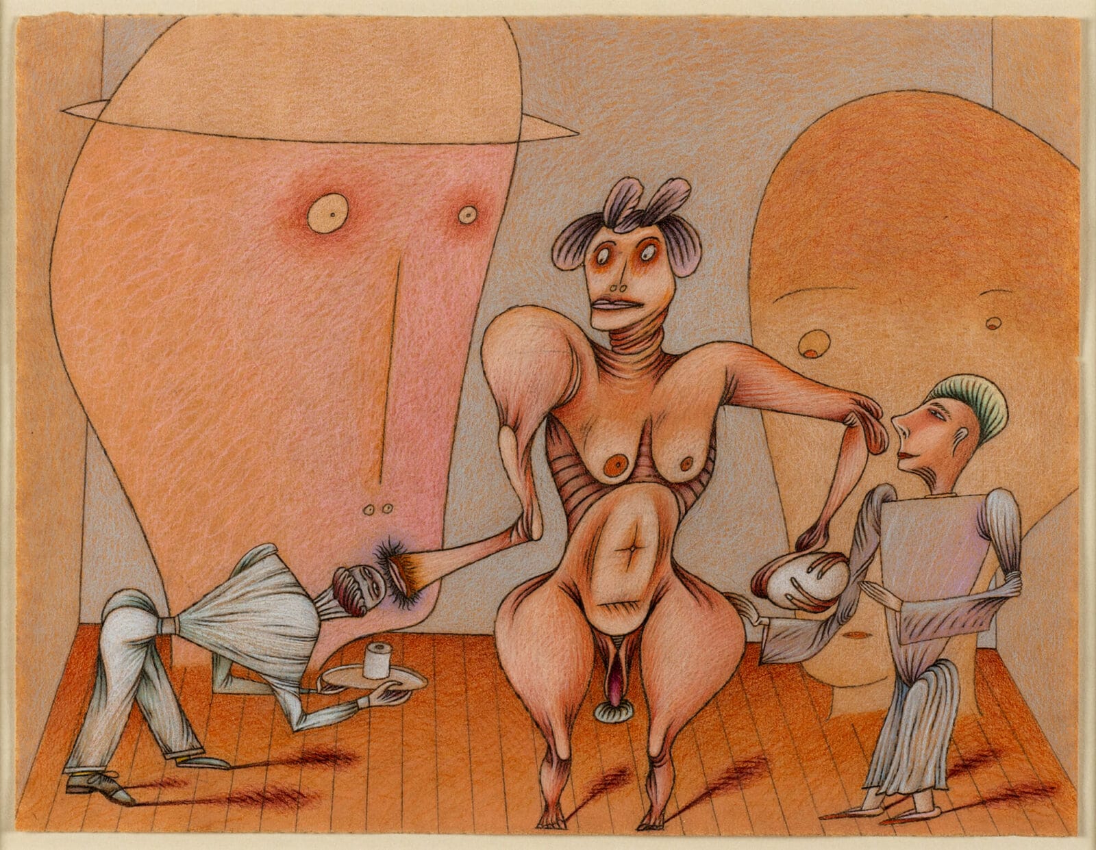 WeLL!! (perhaps a little later?). Artist: Jim Nutt. Date: 1978. Medium: colored pencil on paper.