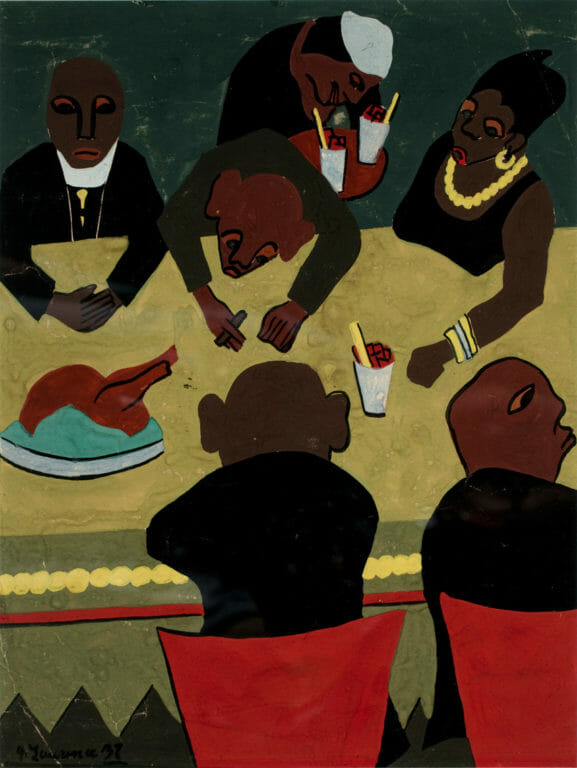 Jacob Lawrence, Dining Out, 1937. Gouache, 11 1/2 x 9 in. Collection of the Madison Museum of Contemporary Art. Gift of the Estate of Janet Ela.