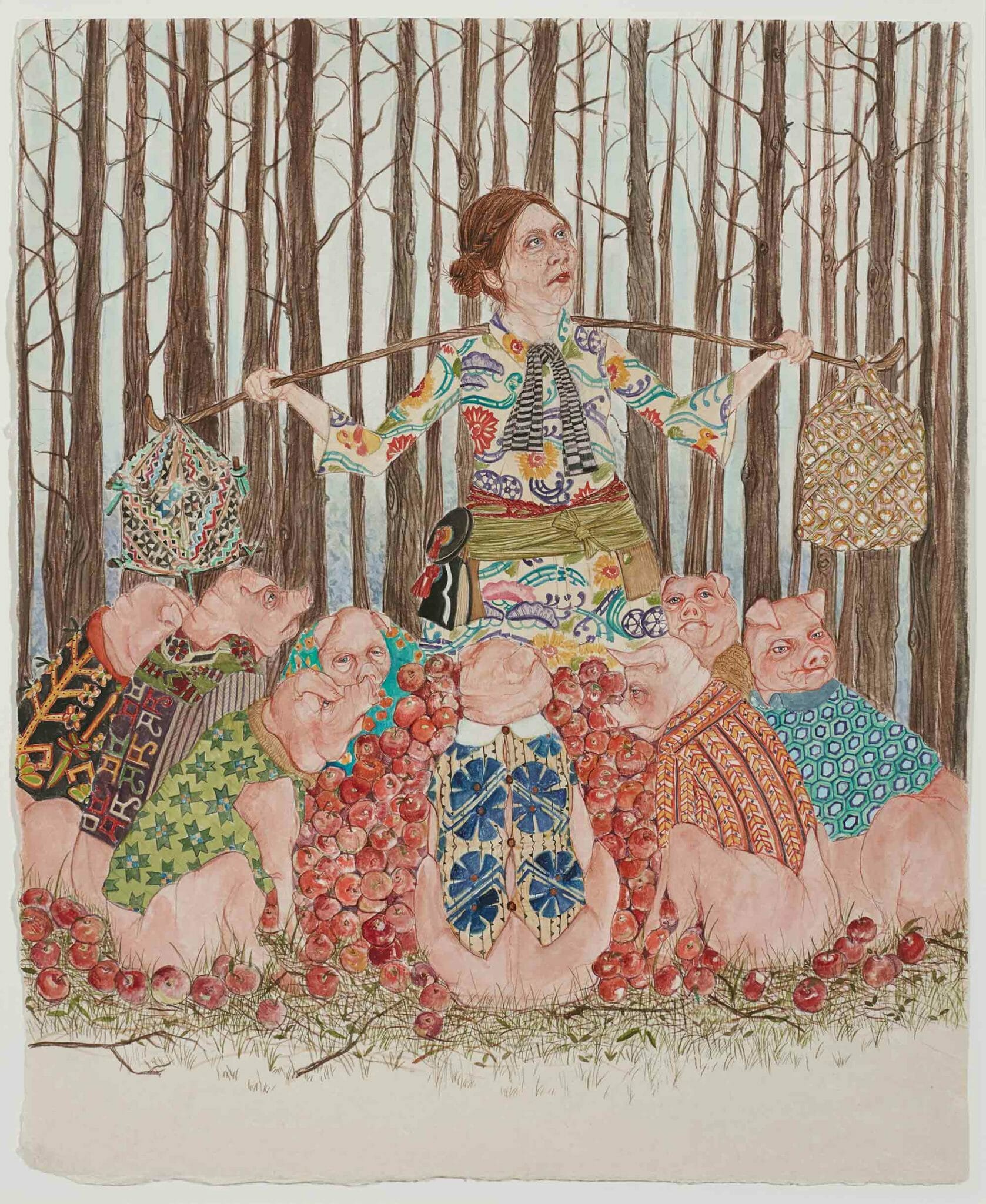 Amy Cutler, Garnish, 2014. Gouache on paper, 12 7/8 x 10 ½ inches. Collection of Joel and Zoe Dictrow, New York. Image © Amy Cutler, courtesy Leslie Tonkonow Artworks + Projects, New York.