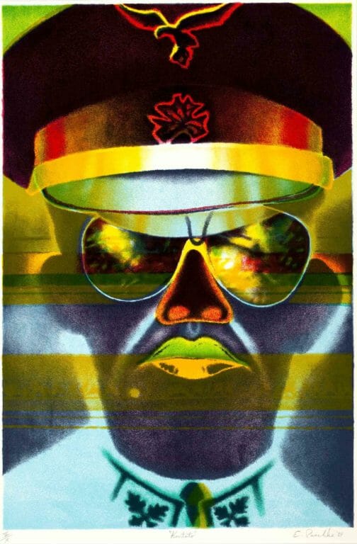 Ed Paschke, Kontato, 1984. Color lithograph on paper, 34 1/4 x 24 1/8 inches. Collection of the Madison Museum of Contemporary Art. Anonymous gift.