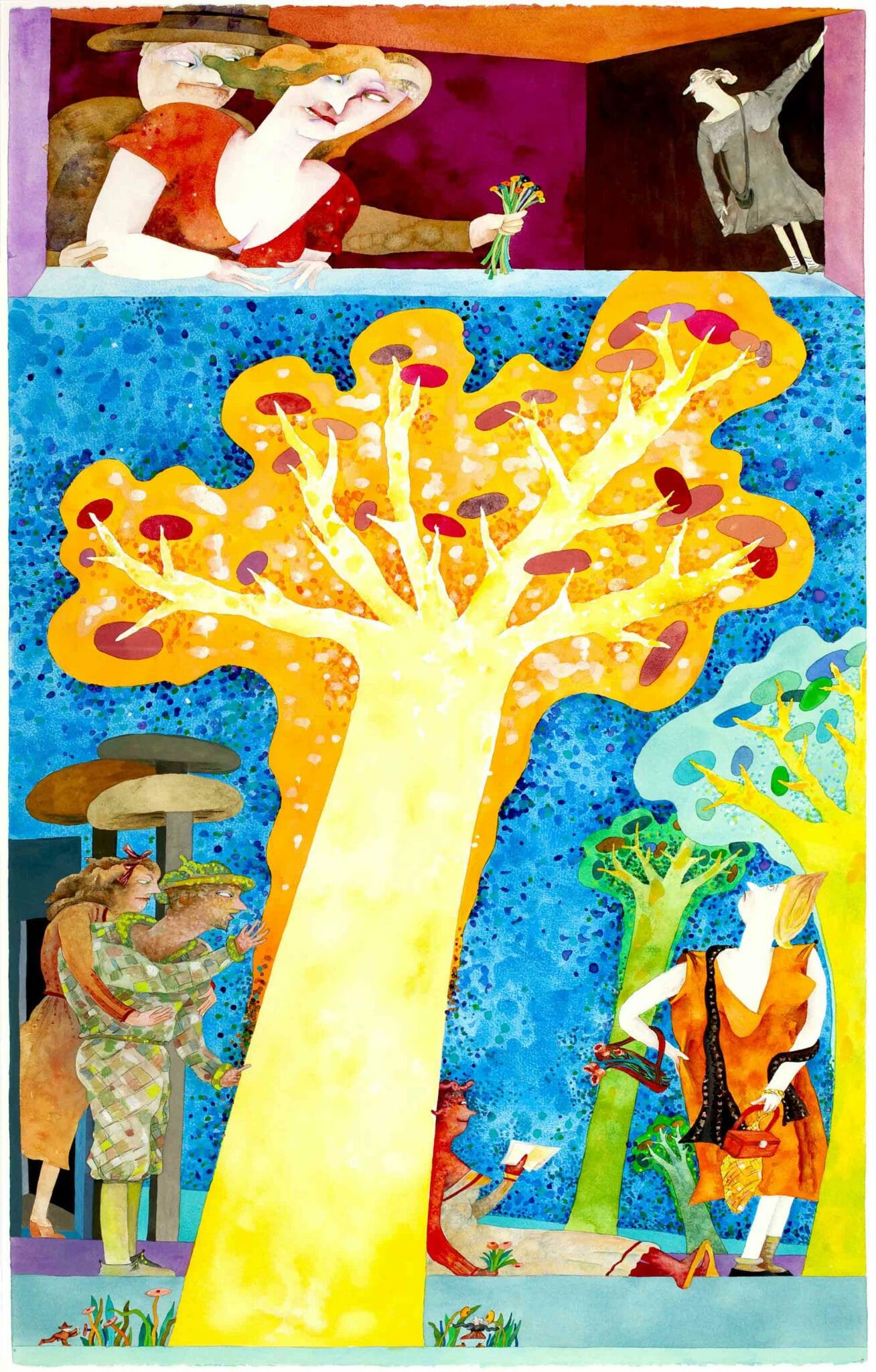 Gladys Nilsson, Some Other Tree, 2001. Watercolor and gouache on paper, 40 x 25 inches. Collection of the Madison Museum of Contemporary Art. The Bill McClain Collection of Chicago Imagism.