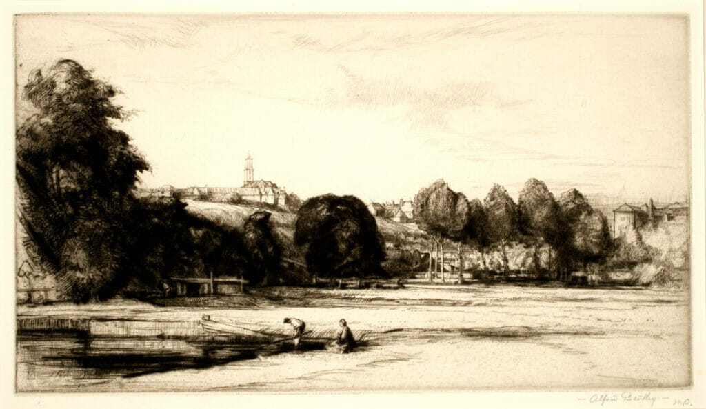 Morlaix, Brittany. Artist: Alfred Bentley. Date: 1923. Medium: etching and drypoint.