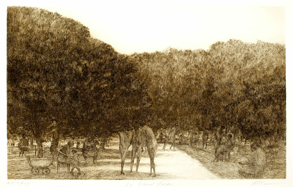 Le Grand Jardin. Artist: Harold Altman. Medium: etching.