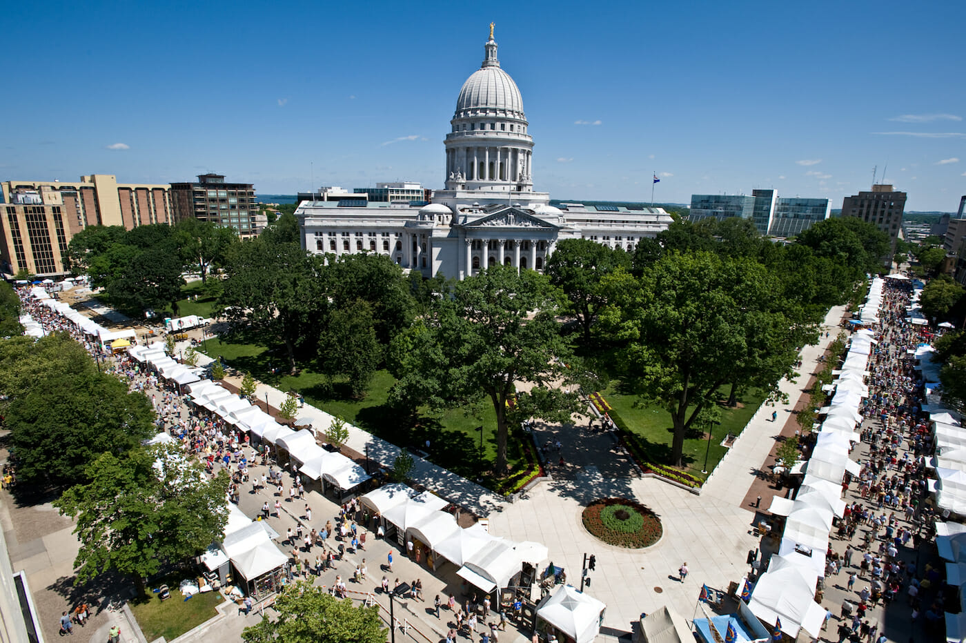 aerial view of Art Fair on the Square