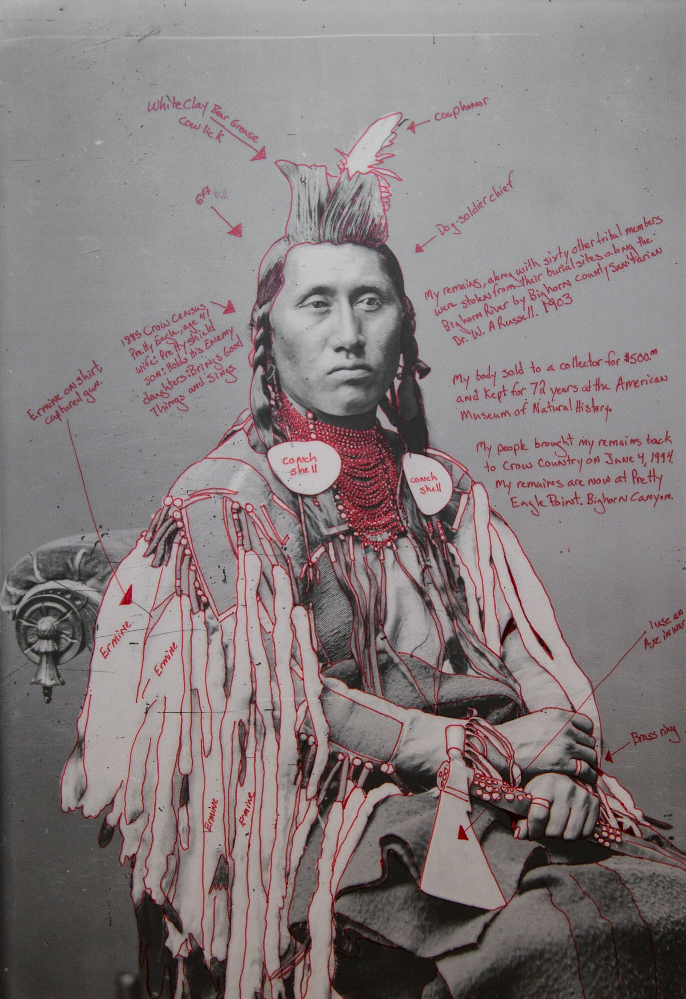 annotated archival photograph of Déaxitchish/Pretty Eagle seated