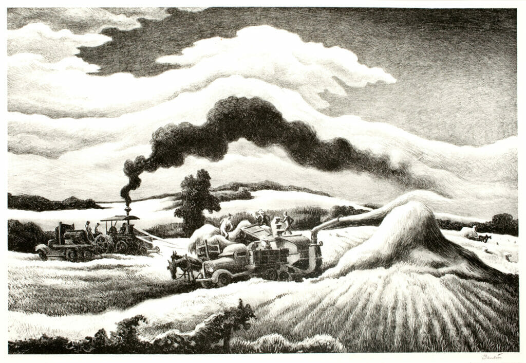 Threshing. Artist: Thomas Hart Benton. Date: 1941. Medium: lithograph.