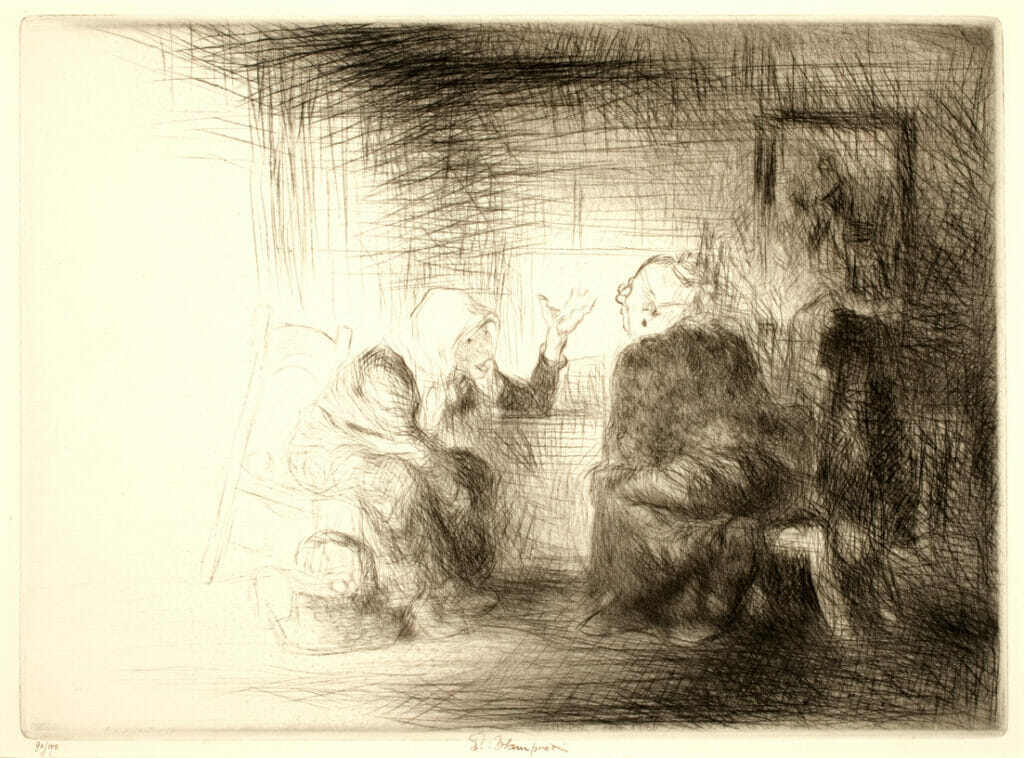 Village Gossips. Artist: Edmund Blampied. Date: 1931. Medium: etching and drypoint.