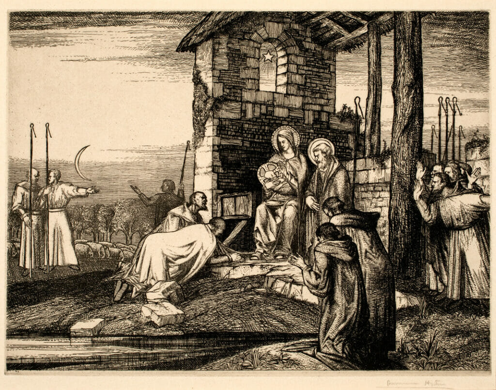 The Adoration of the Shepherds. Artist: Edward Bouverie-Hoyton. Date: 1926. Medium: etching.