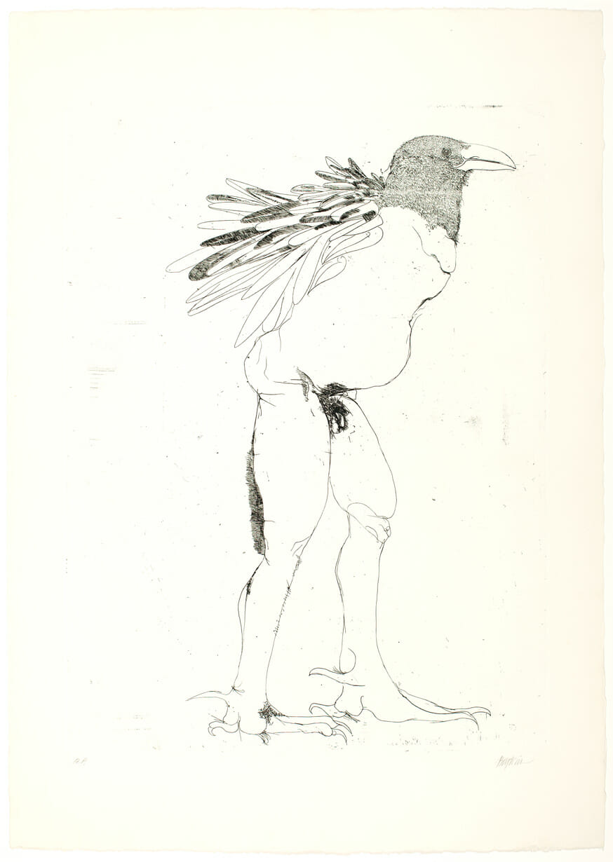 Vertical Bird Man. Artist: Leonard Baskin. Date: 1969. Medium: etching.