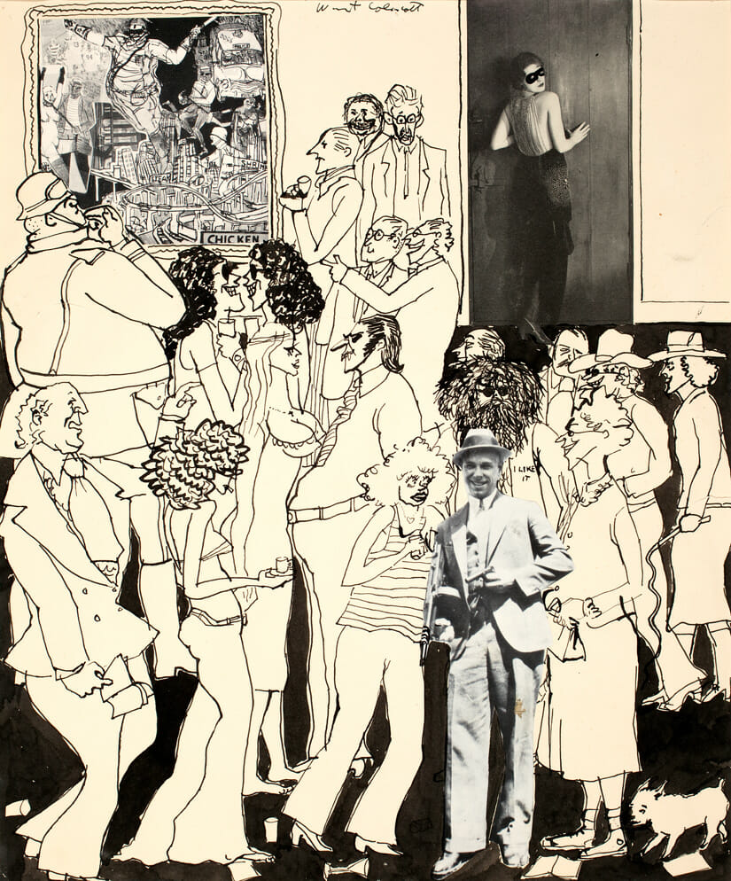 Madison Art Center. Artist: Warrington Colescott. Date: 1973. Medium: ink drawing and collage.