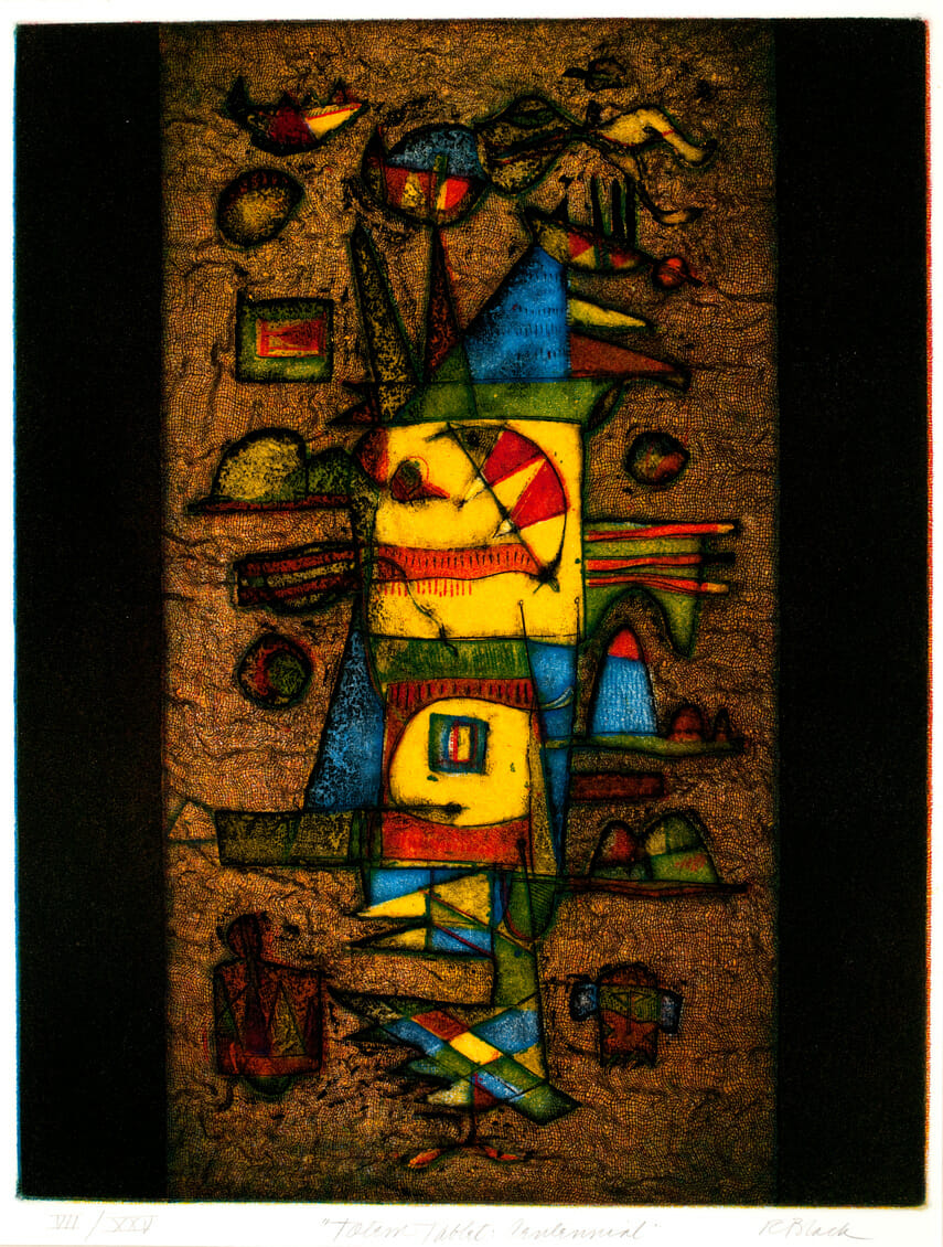 Totem Table (Centennial). Artist: Richard Black. Date: 1977. Medium: etching and aquatint.