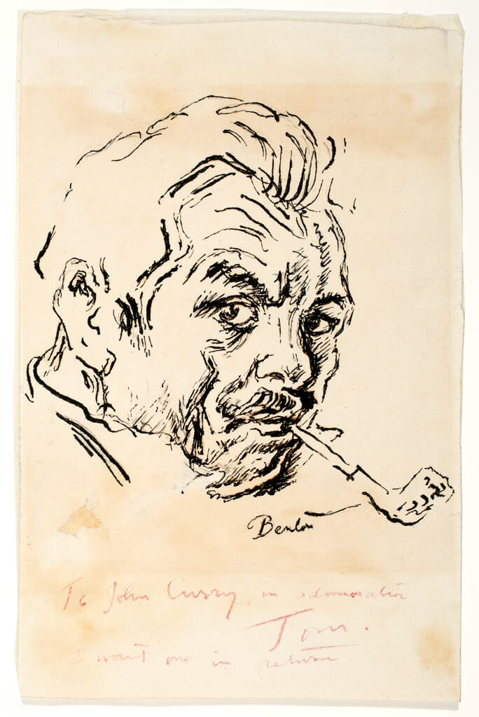 Self-Portrait. Artist: Thomas Hart Benton. Date: c. 1940. Medium: pen and ink on paper.