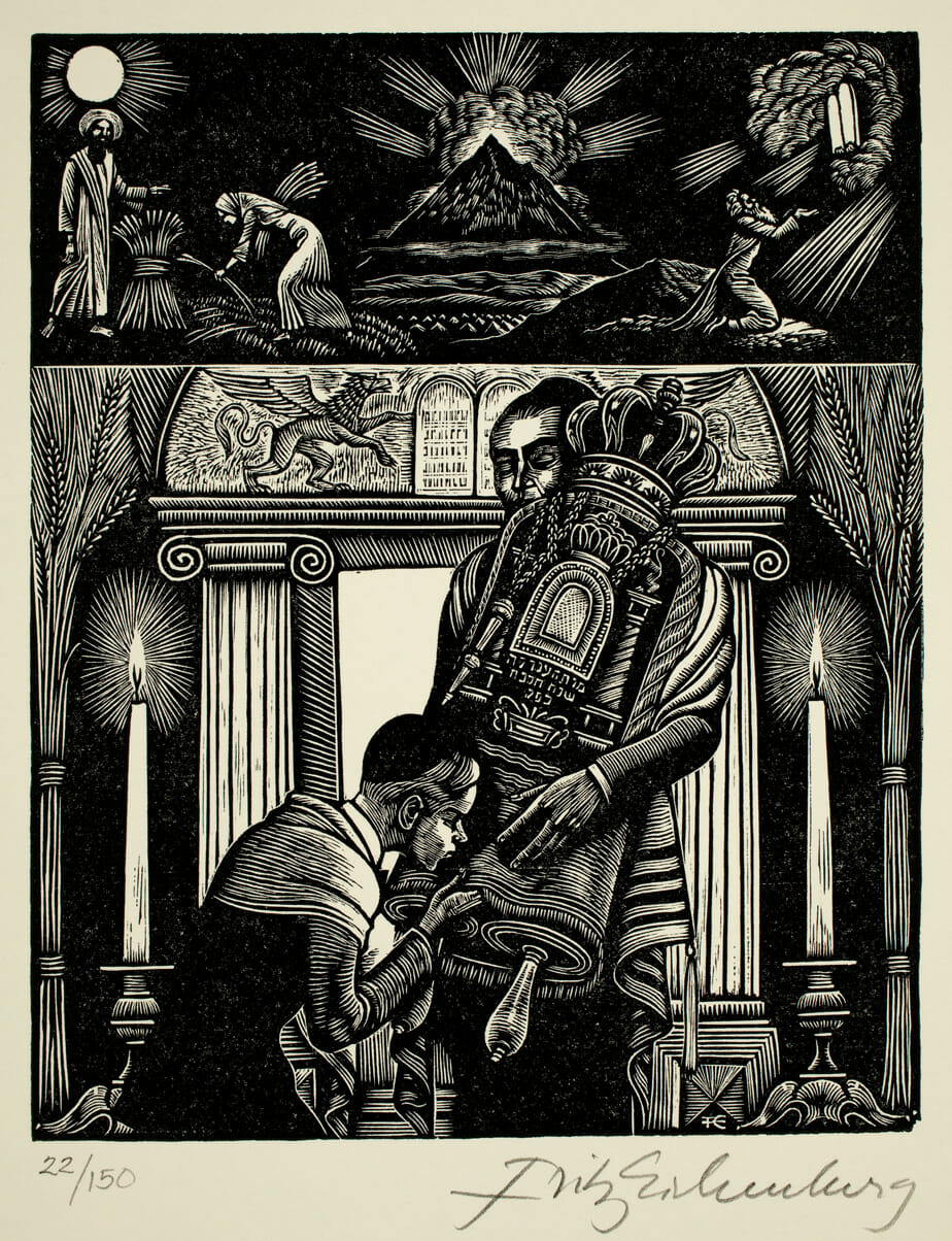 Shavouot. Artist: Fritz Eichenberg. Date: 1976. Medium: wood engraving.