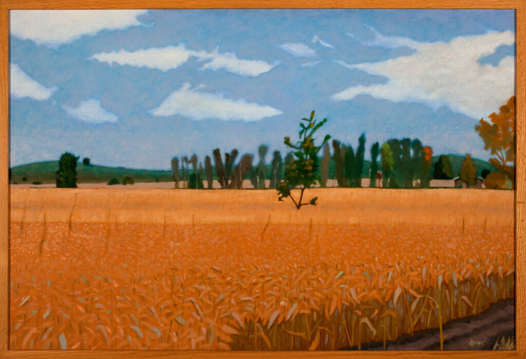 Cornfield with Line of Trees. Artist: Gibson Byrd. Medium: oil on canvas.