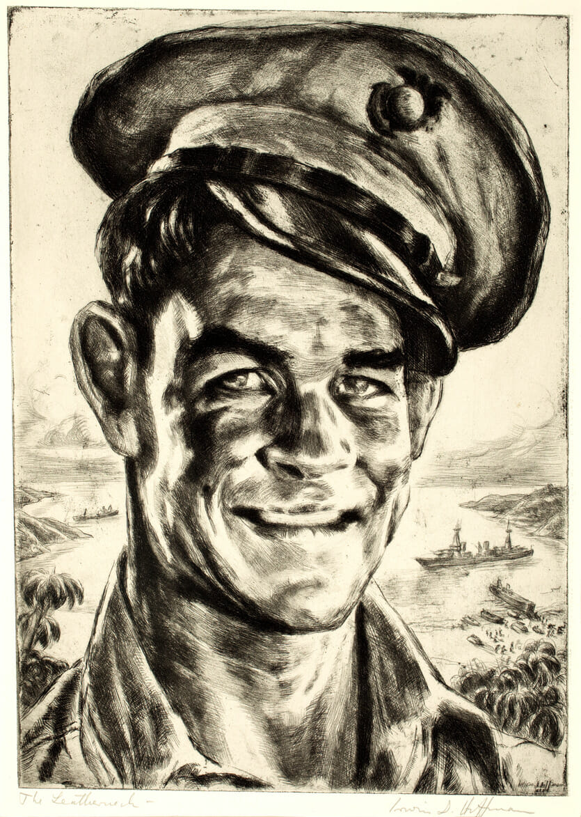 The Leatherneck. Artist: Irwin D. Hoffman. Date: 1946. Medium: etching.