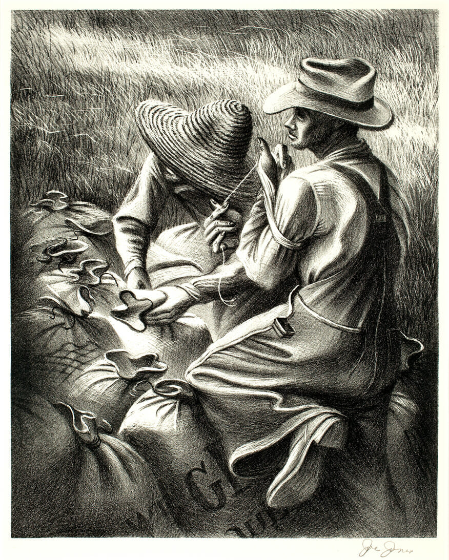 Missouri Wheat Farmers. Artist: Joe (Joseph John) Jones. Date: 1938. Medium: lithograph.