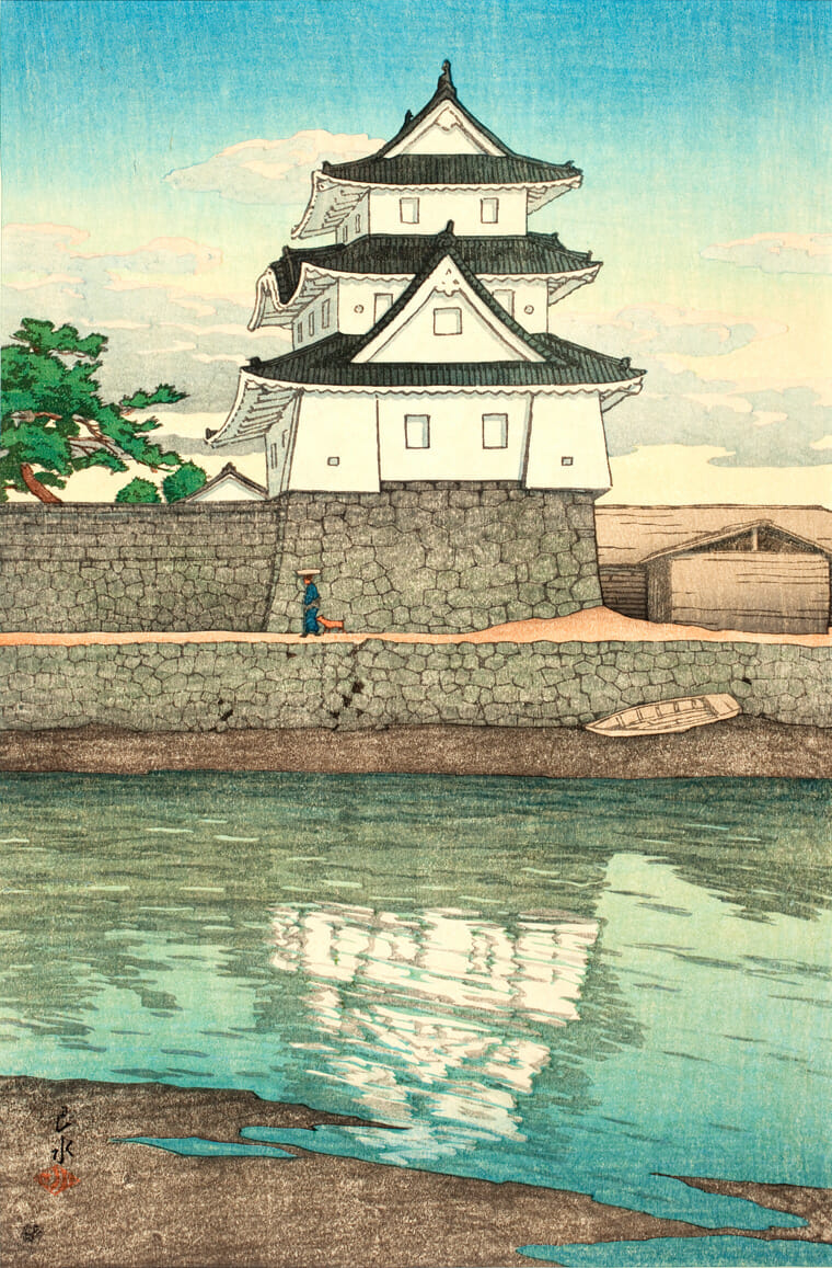 Takamatsu Castle, Sanuki. Artist: Hasui Kawase. Date: 1921. Medium: woodblock.