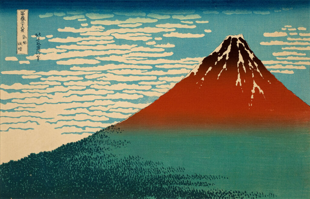 Fuji in Fair Weather. Artist: Hokusai Katsushika. Medium: woodblock.