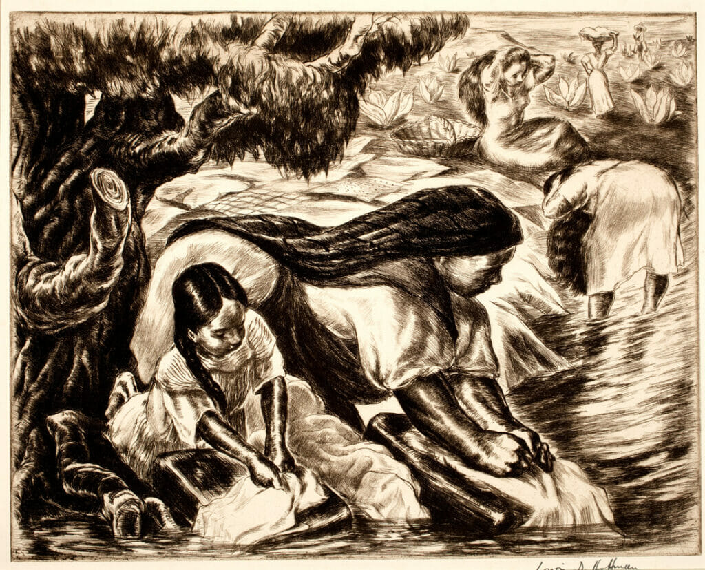 Mexican Wash Day. Artist: Irwin D. Hoffman. Date: 1937. Medium: etching.