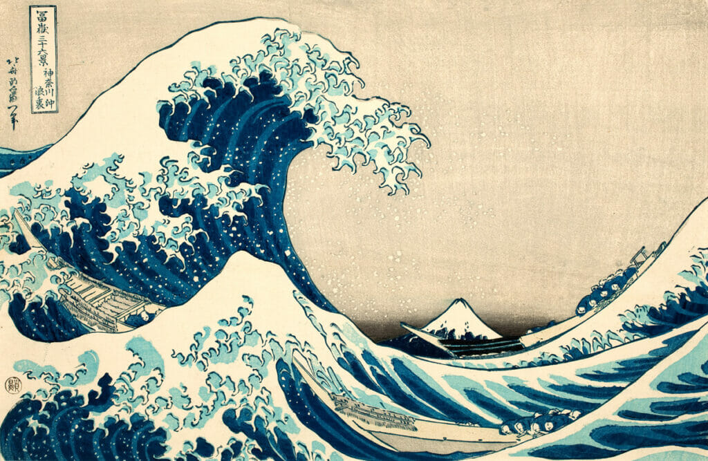 The Great Wave off of Kanagawa. Artist: Hokusai Katsushika. Medium: woodblock.