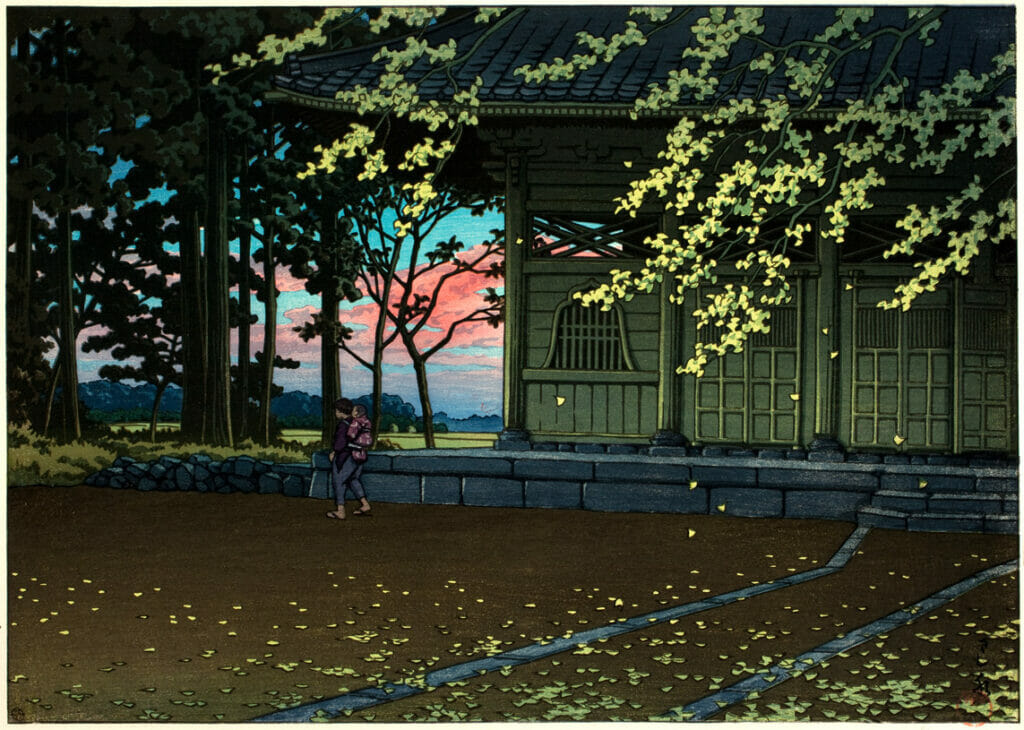 Yakuo Temple, Mito. Artist: Hasui Kawase. Date: 1945. Medium: woodblock.