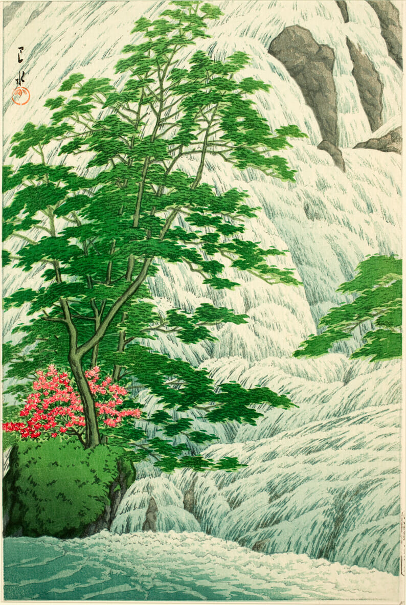 Yudaki Falls, Nikko. Artist: Hasui Kawase. Date: 1941. Medium: woodblock.