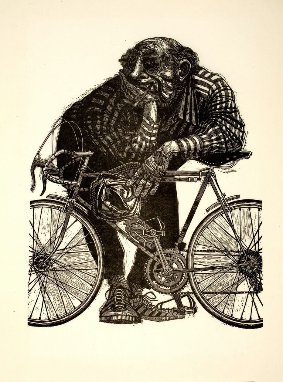 Big Biker. Artist: Raymond Gloeckler. Date: 1971. Medium: wood engraving.