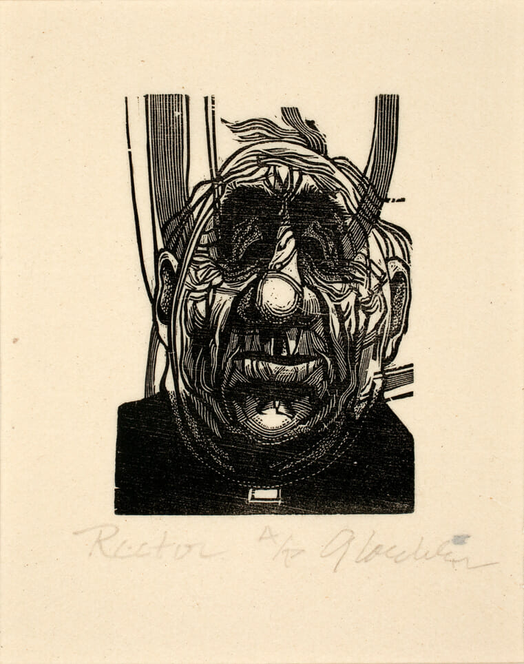 Rector. Artist: Raymond Gloeckler. Medium: woodcut.